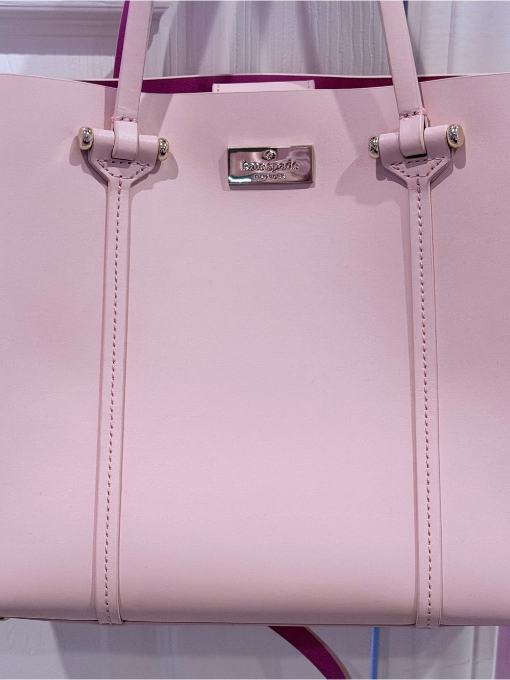 kate spade Pink Leather Structured Tote with Gold Hardware